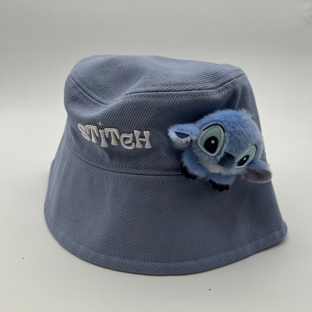 Disney Stitch Bucket Hat Women OS Blue Good Plush 3D Character Cap